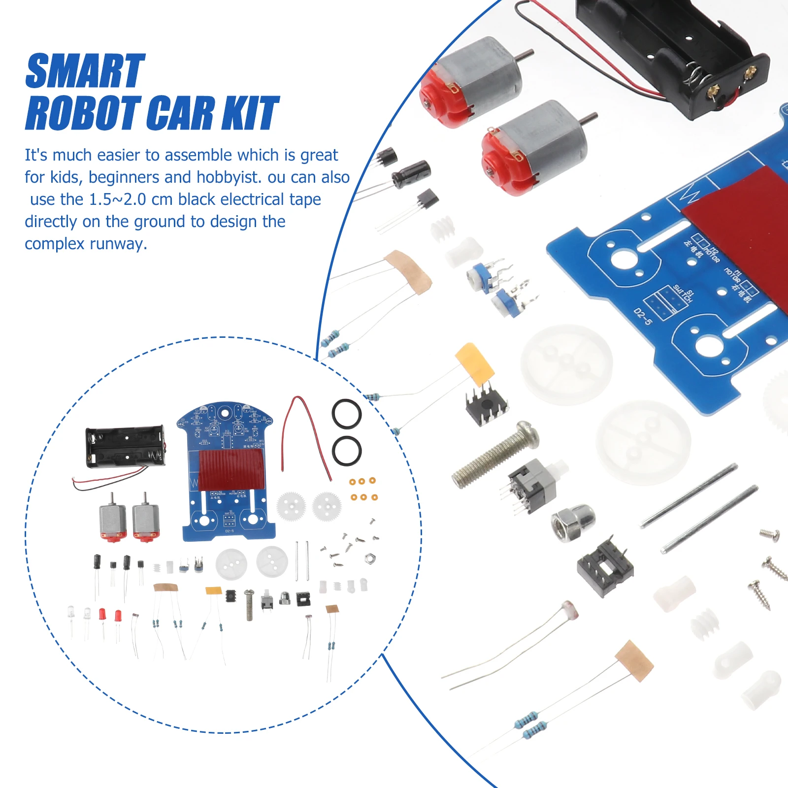 1Set Smart Robot Car Kit DIY Line Tracking Soldering Project for Kids Beginners Mechanical Structure Learning Electronic Basis