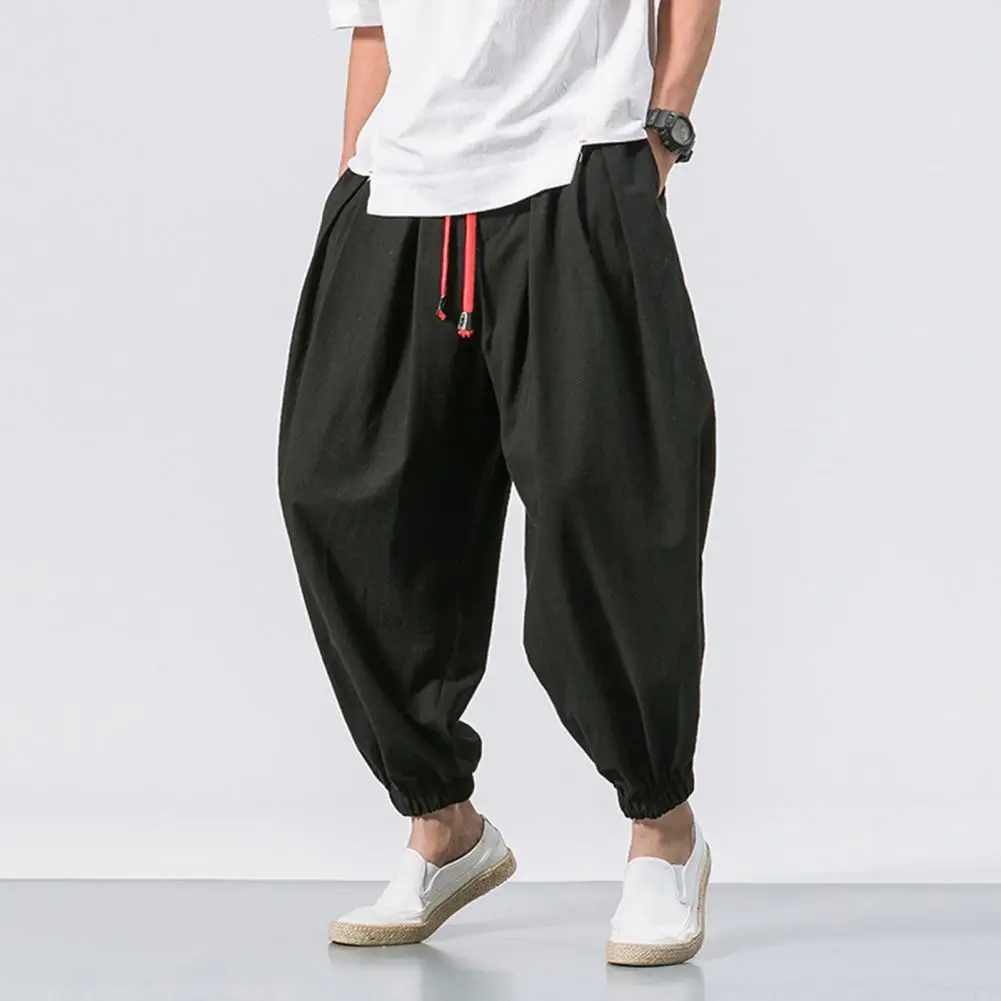 Men Harem Pants Drawstring Waist Baggy Drop Crotch Trousers Casual Loose Trousers with Elastic Fitted Ankles for Street Travel
Men Harem Pants Drawstring Waist Baggy Drop Crotch Trousers Casual Loose Trousers with Elastic Fitted Ankles for Street Travel