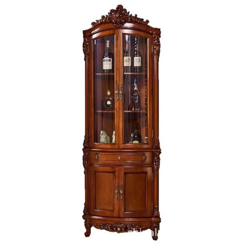 Triangular living room display cabinet gold-painted corner solid wood corner cabinet
Triangular living room display cabinet gold-painted corner solid wood corner cabinet