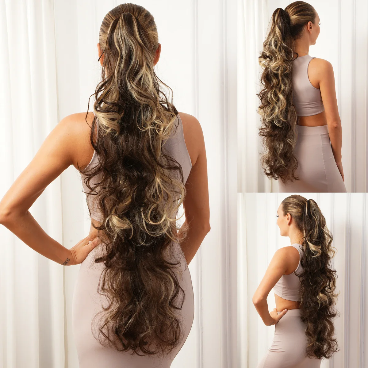 Заколки для женских париков в европейском и американском стиле, для причесок-хвостов, натуральные длинные кудрявые заколки, аксессуары для париков
Заколки для женских париков в европейском и американском стиле, для причесок-хвостов, натуральные длинные кудрявые заколки, аксессуары для париков