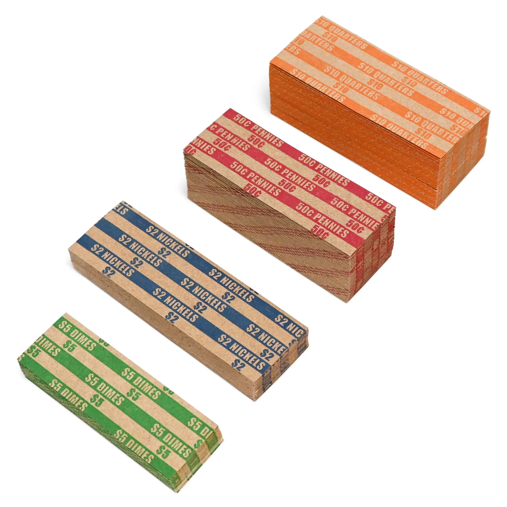 Assorted Packed Coin Wrappers Flat Stripped, Coin Rolls Wrapper for Quarters, Dimes, Nickels, Pennies
Assorted Packed Coin Wrappers Flat Stripped, Coin Rolls Wrapper for Quarters, Dimes, Nickels, Pennies