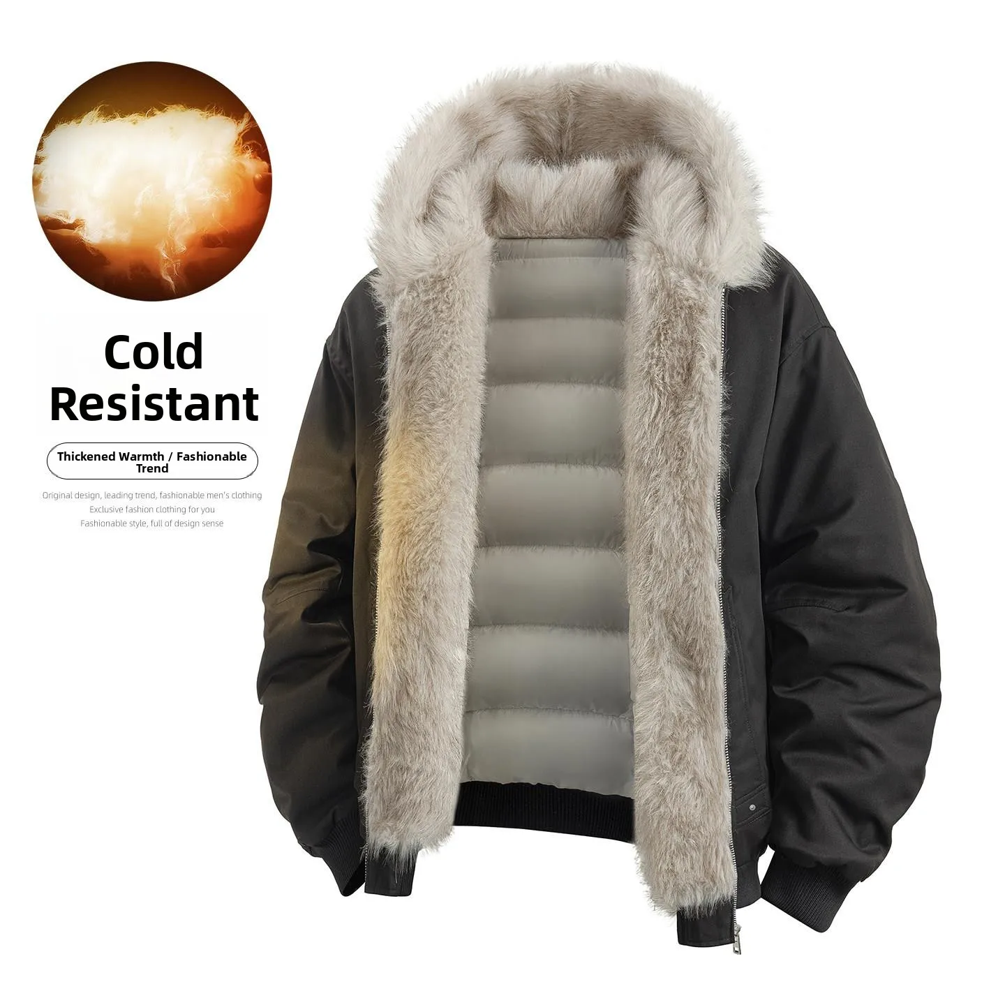 Men's Thickened Casual Hooded Jacket Polyester Fiber Fill Youth Trend Winter Warm Coat Long Sleeve Zipper Closure Color
Men's Thickened Casual Hooded Jacket Polyester Fiber Fill Youth Trend Winter Warm Coat Long Sleeve Zipper Closure Color