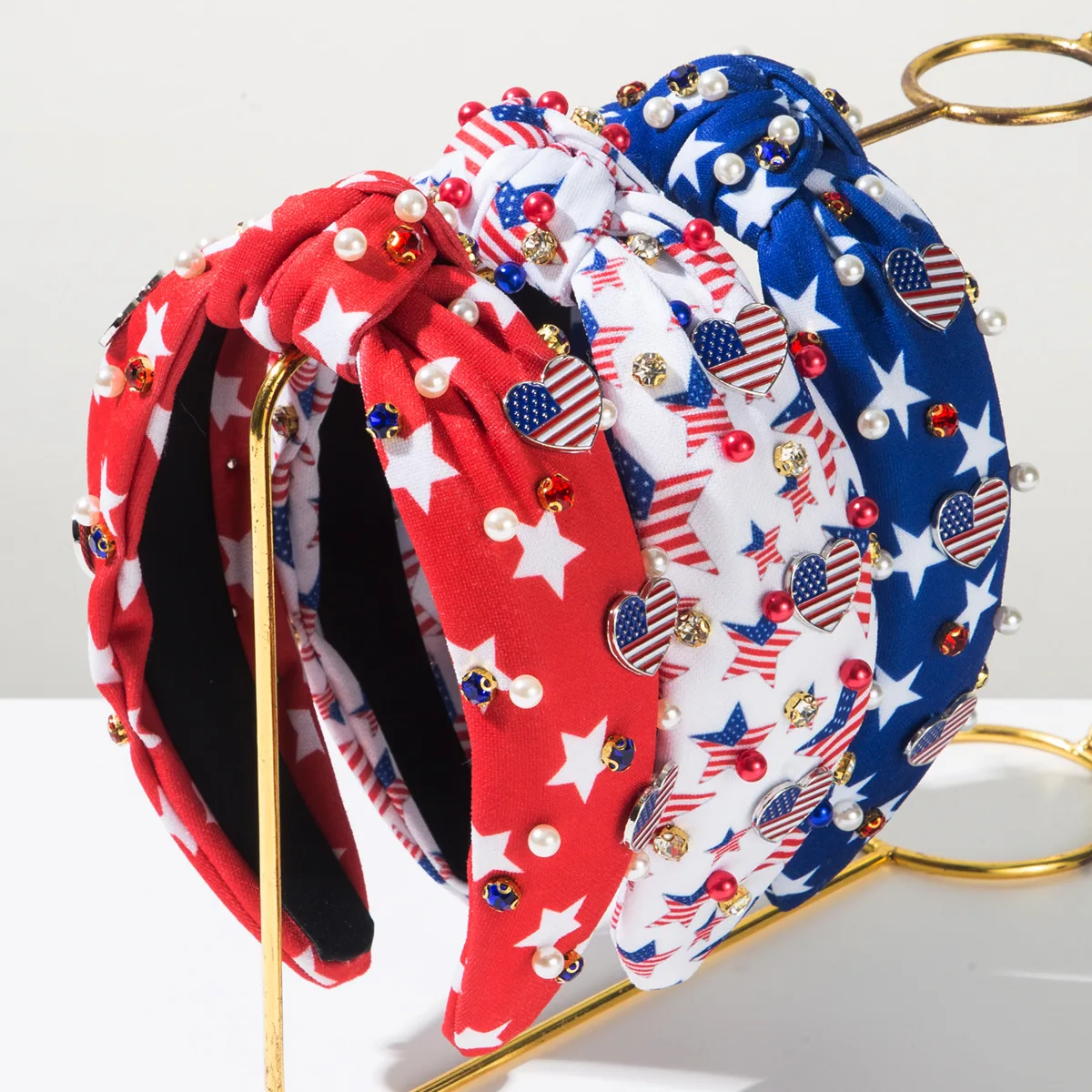 New Independence Day Knot Wide Edge Fabric Star Love Flag Pearl Printing Headband Hair Accessories Women
New Independence Day Knot Wide Edge Fabric Star Love Flag Pearl Printing Headband Hair Accessories Women