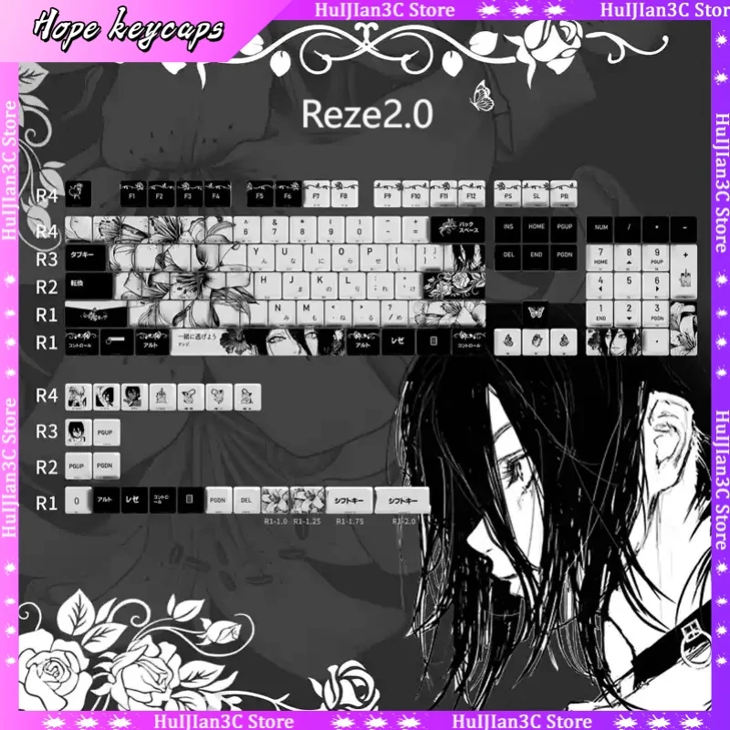 White Black Anime Theme Keycaps Set Customized PBT Sublimation Cherry Profile Keyboard Caps for Mechanical Keyboard Accessories
White Black Anime Theme Keycaps Set Customized PBT Sublimation Cherry Profile Keyboard Caps for Mechanical Keyboard Accessories