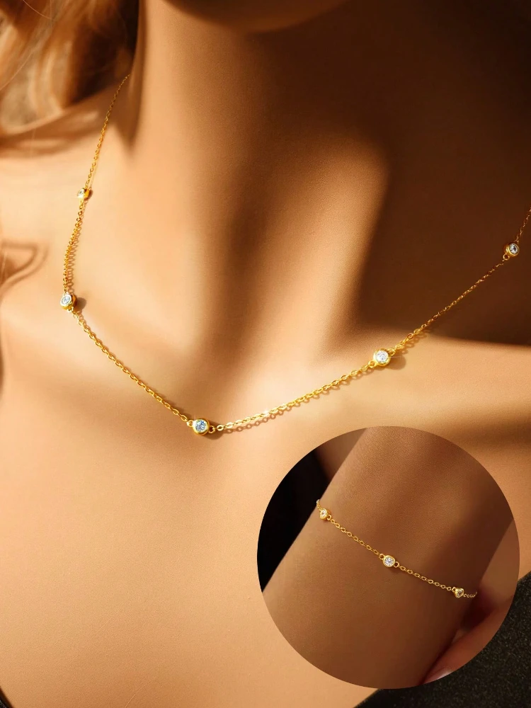 925 Sterling Silver Classic Simple Round Shape Zircon Bracelet Necklace Set For Women Daily Outfits High Quality Fine Jewelry
925 Sterling Silver Classic Simple Round Shape Zircon Bracelet Necklace Set For Women Daily Outfits High Quality Fine Jewelry