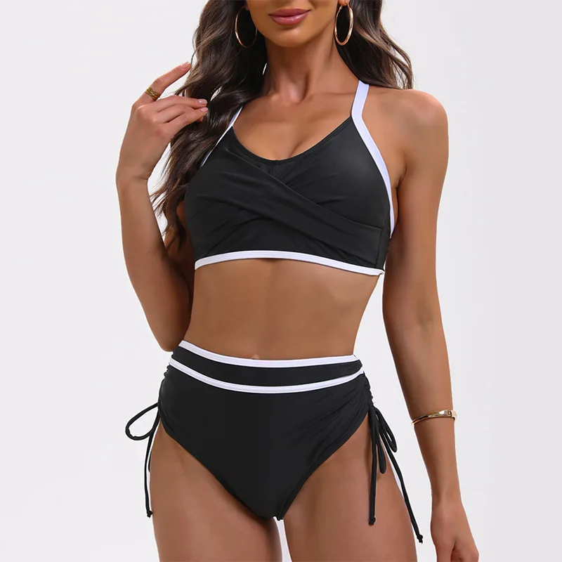NewbikiniColor Block Lace-up Drawstring High Waist Sexy Two-piece Bikini Swimsuit for Women
NewbikiniColor Block Lace-up Drawstring High Waist Sexy Two-piece Bikini Swimsuit for Women