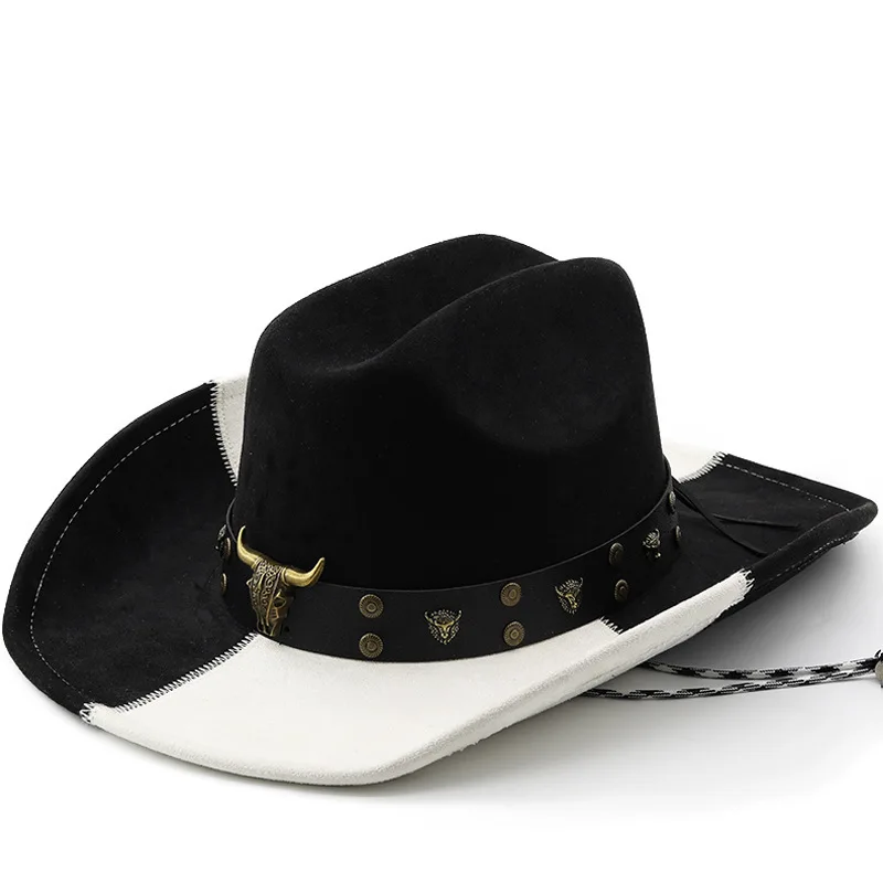 Spring Summer Black And White Color Matching Suede Cowboy Fashionable Couple Big Brimmed Jazz Hat, Beach Hat
Spring Summer Black And White Color Matching Suede Cowboy Fashionable Couple Big Brimmed Jazz Hat, Beach Hat