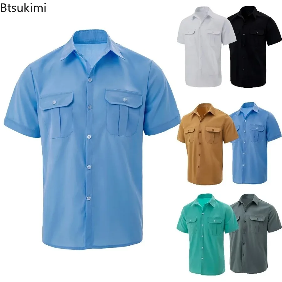 2026 Men's Lapel Solid Short Sleeve Shirt Summer with Two Pockets Casual Button Comfort Cardigan Comfortable Breathable Garment
2026 Men's Lapel Solid Short Sleeve Shirt Summer with Two Pockets Casual Button Comfort Cardigan Comfortable Breathable Garment