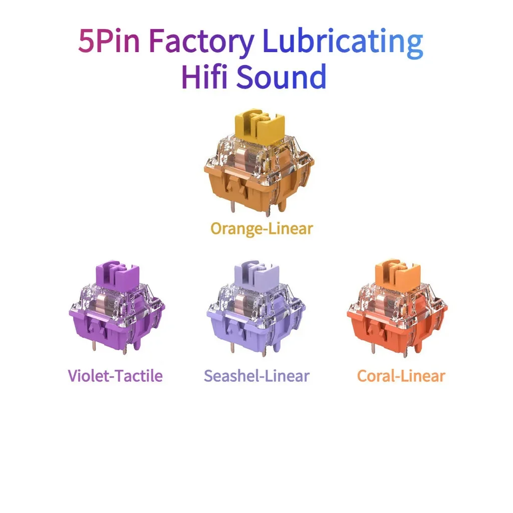 JERRZI Factory Lubricating Hifi Sound Switch Seashell/Violet/Orange/Coral Switch Mechanical Keyboard Switch 5pin Linear/Tactile
JERRZI Factory Lubricating Hifi Sound Switch Seashell/Violet/Orange/Coral Switch Mechanical Keyboard Switch 5pin Linear/Tactile