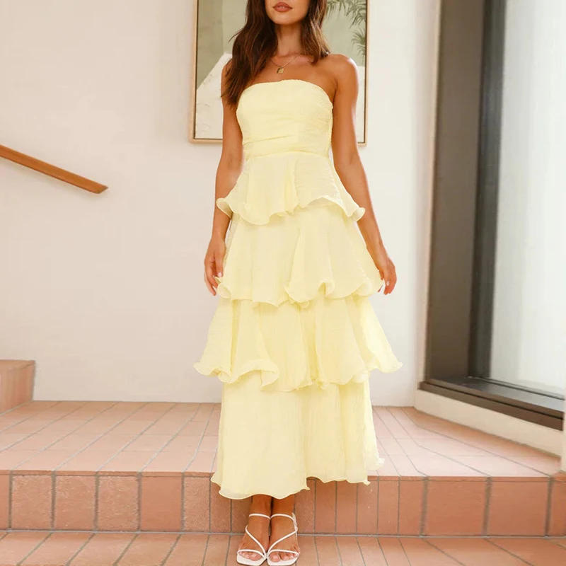 Sexy Off Shoulder Layered Cake Dress Fashion Hight Waist Hollow Slim Party Dress Women Elegant Strapless Sleeveless Long Dresses
Sexy Off Shoulder Layered Cake Dress Fashion Hight Waist Hollow Slim Party Dress Women Elegant Strapless Sleeveless Long Dresses