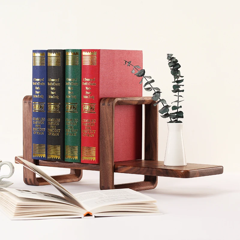 Black Walnut Wooden Bookshelf, Minimalist Desktop Organizer, Compact Office Table Rack, Modern Student Desk Storage Shelf
Black Walnut Wooden Bookshelf, Minimalist Desktop Organizer, Compact Office Table Rack, Modern Student Desk Storage Shelf