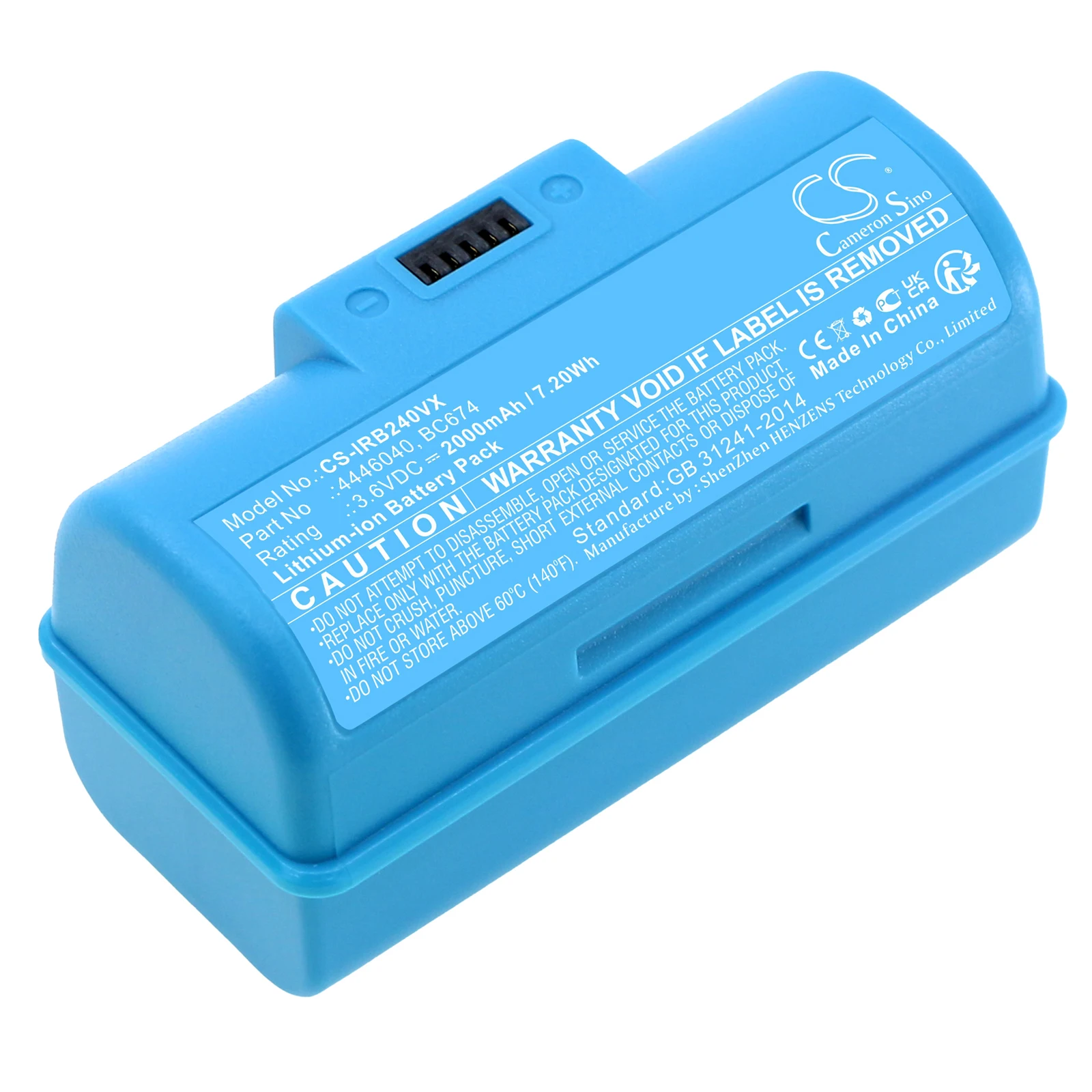 Li-ion Vacuum Battery for iRobot, 3.6V, 2000mAh, Compatible Models: Braava Jet 240, Braava Jet 241
Li-ion Vacuum Battery for iRobot, 3.6V, 2000mAh, Compatible Models: Braava Jet 240, Braava Jet 241
