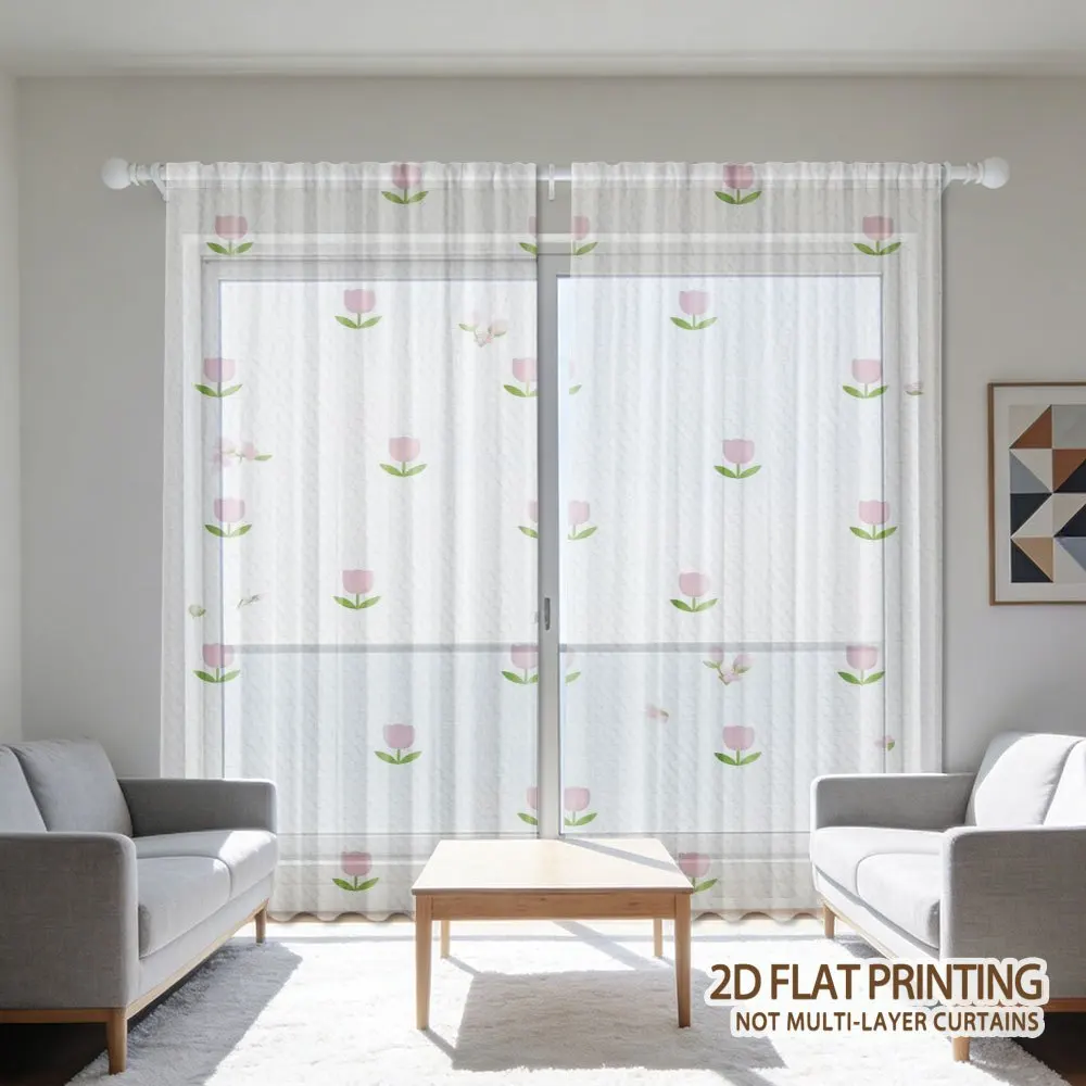 2pcs 2D FLAT Pink Tulip Flower Pattern Print Sheer Curtains, Washable Window Drapes, with Rod Pocket Easy to Install
2pcs 2D FLAT Pink Tulip Flower Pattern Print Sheer Curtains, Washable Window Drapes, with Rod Pocket Easy to Install