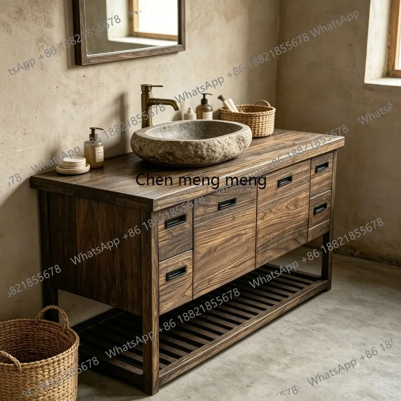 Wabi Sansan Solid Wood Bathroom Cabinet Floor-to-ceiling medieval style washstand Bathroom storage and face cabinet
Wabi Sansan Solid Wood Bathroom Cabinet Floor-to-ceiling medieval style washstand Bathroom storage and face cabinet