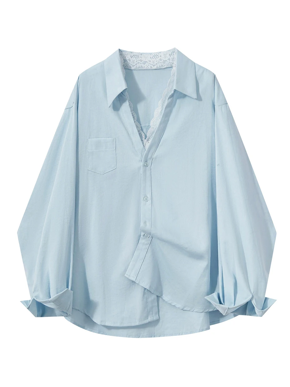 French Style Loose Fit Lace Patchwork Long Sleeve Shirt Women's Spring Design Sensation Slimming Top Casual Daily Wear
French Style Loose Fit Lace Patchwork Long Sleeve Shirt Women's Spring Design Sensation Slimming Top Casual Daily Wear