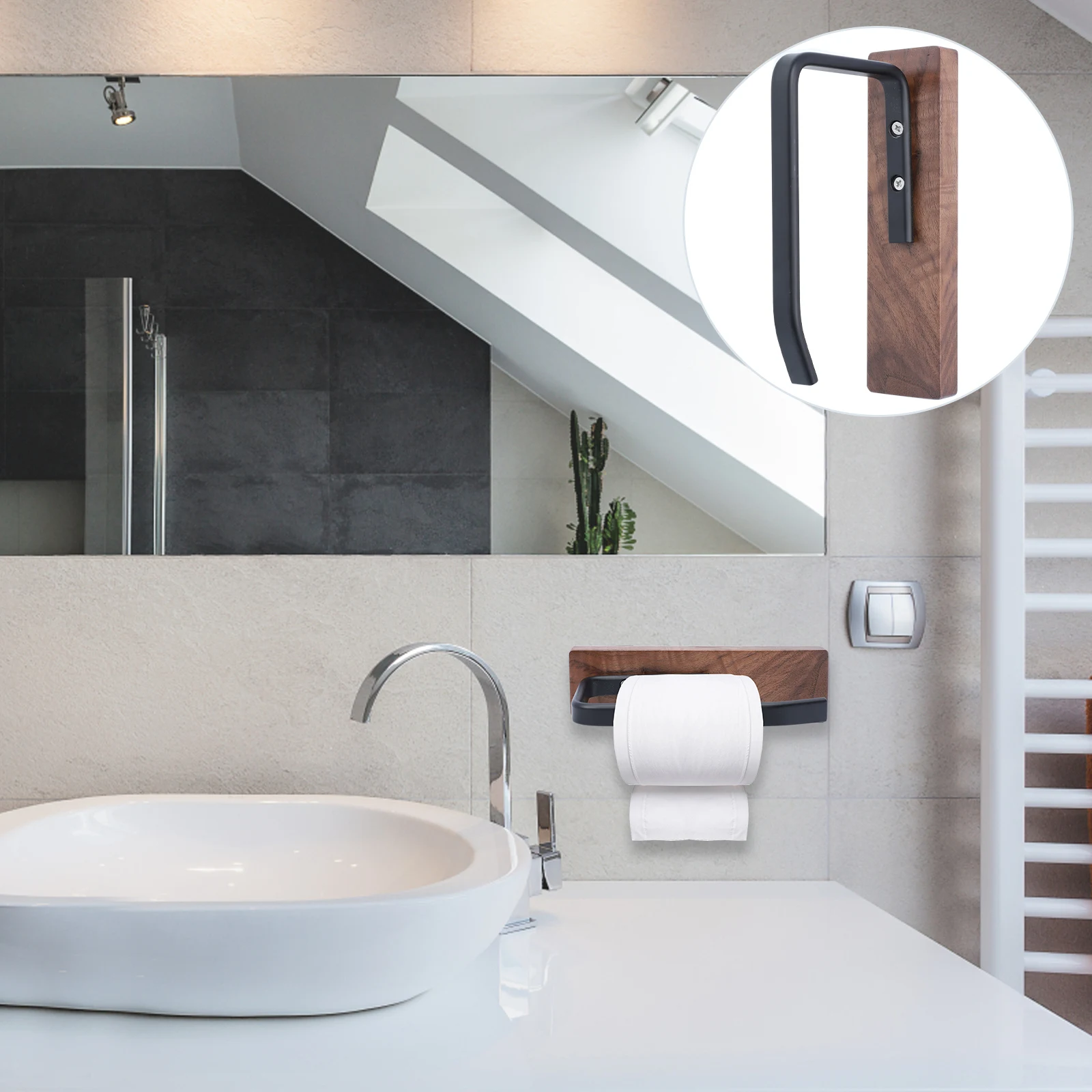Wooden Wall Mount Paper Holder Black Shelf Space saving No drilling Durable Material For Bathroom Kitchen Roll Paper ganizer
Wooden Wall Mount Paper Holder Black Shelf Space saving No drilling Durable Material For Bathroom Kitchen Roll Paper ganizer