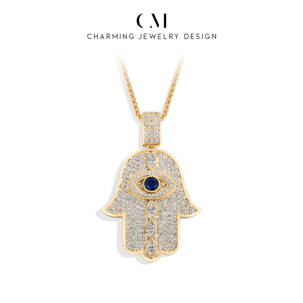 CHARMING Shining Moissanite Evil Eye Hamsa Hand of Fatima Pendent Necklace for Women Party Jewelry holiday gift With Certificate
CHARMING Shining Moissanite Evil Eye Hamsa Hand of Fatima Pendent Necklace for Women Party Jewelry holiday gift With Certificate