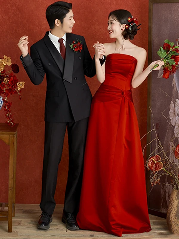 Red Wedding Dr Small Train Retro Sle Bridal Gown for Engagement Parties Soft Silk Fabric Svel Floor Length
Red Wedding Dr Small Train Retro Sle Bridal Gown for Engagement Parties Soft Silk Fabric Svel Floor Length