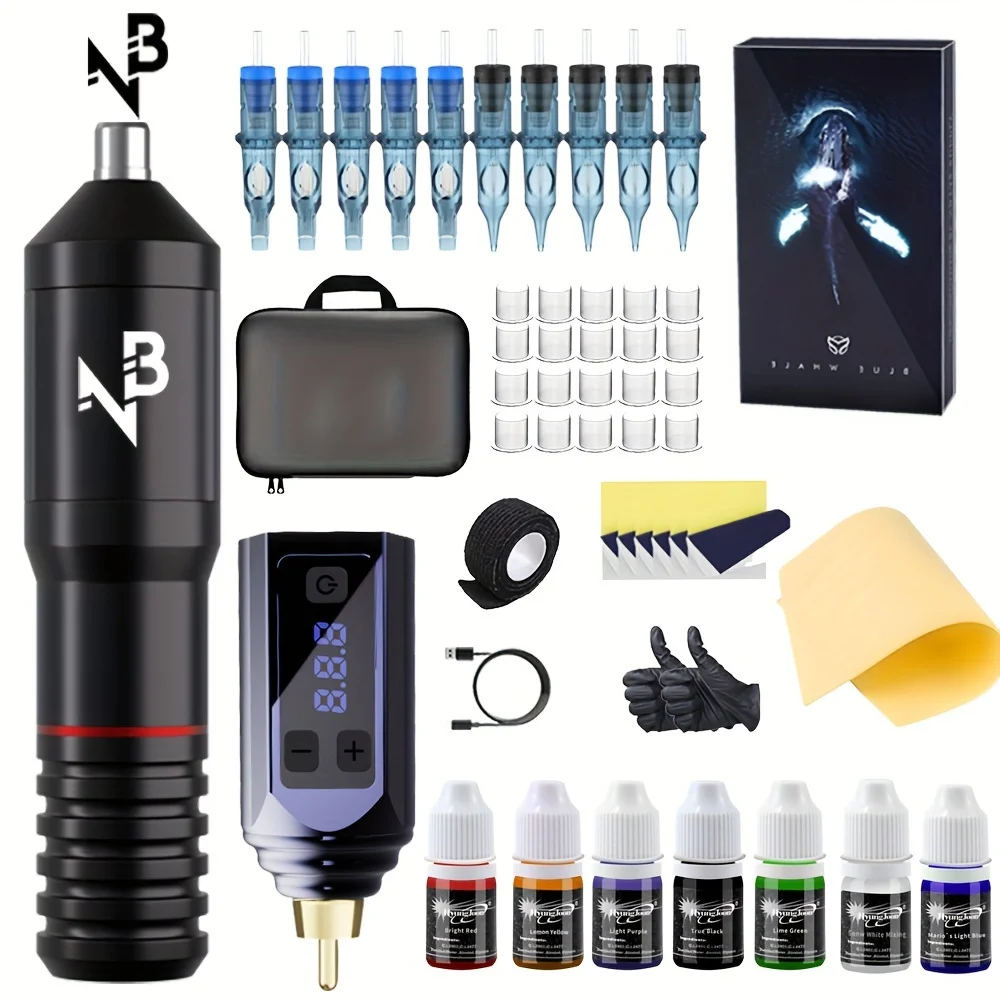 Inksoul Tattoo Pen Kit-10 Tattoo Needles,Tattoo Pen,Tattoo Machine Kit with Wireless Tattoo Power Supply and Professional Tattoo Supp
Inksoul Tattoo Pen Kit-10 Tattoo Needles,Tattoo Pen,Tattoo Machine Kit with Wireless Tattoo Power Supply and Professional Tattoo Supp