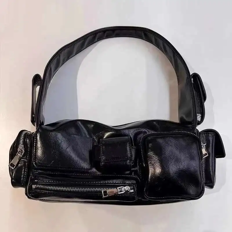 Moto & Biker Underarm Bags For Womens Designer Handbag And Purse In PU Oil Wax Leather Multiple Pockets Shoulder bag business
Moto & Biker Underarm Bags For Womens Designer Handbag And Purse In PU Oil Wax Leather Multiple Pockets Shoulder bag business