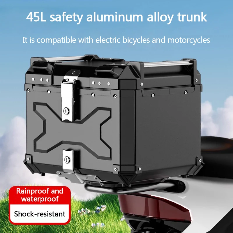 Motorcycle aluminum alloy large-capacity trunk, scooter trunk, universal quick-release, shock-resistant and waterproof
Motorcycle aluminum alloy large-capacity trunk, scooter trunk, universal quick-release, shock-resistant and waterproof