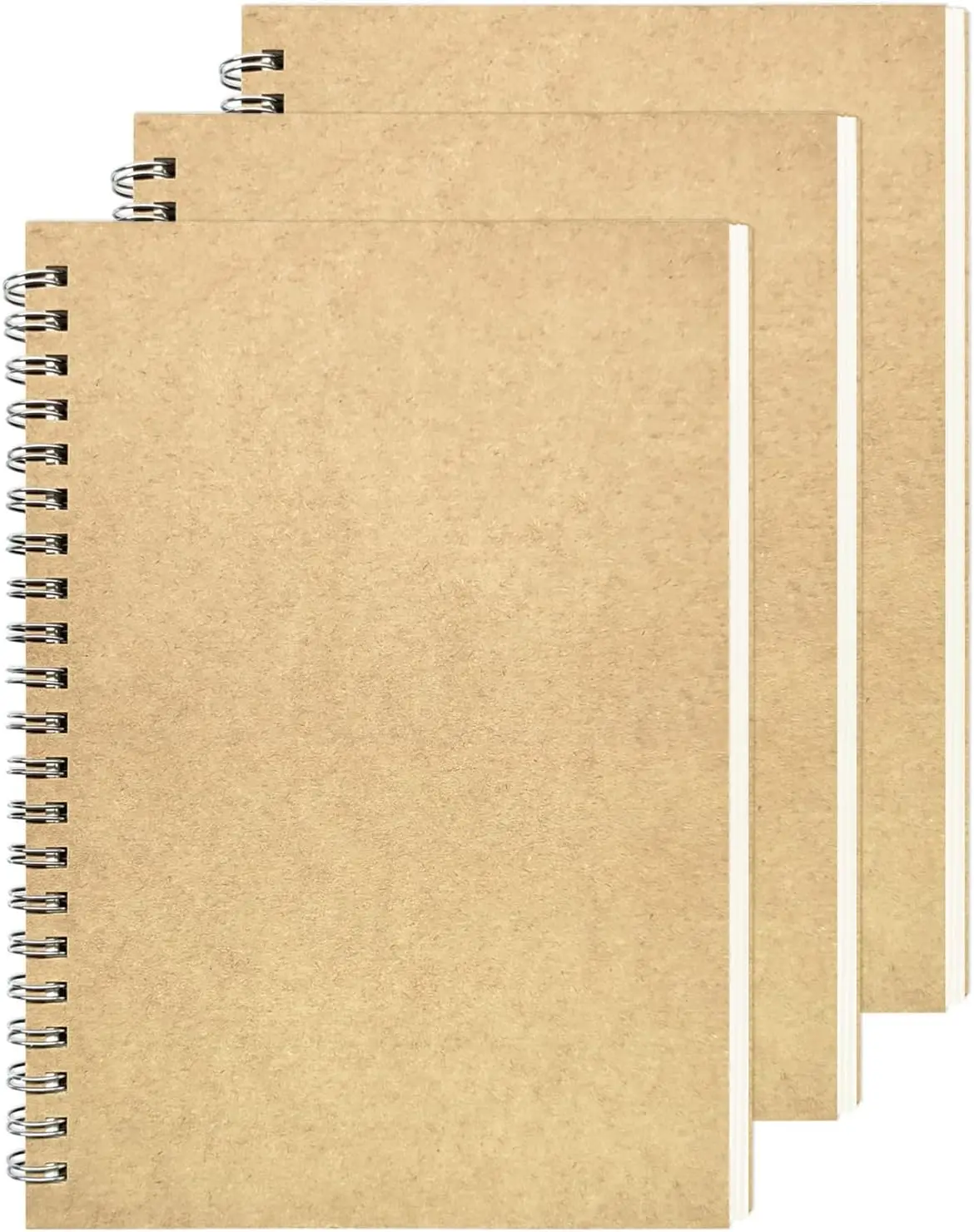 Blank Spiral Notebook 3-Pack, Soft Cover Sketch Book, 100 Pages, 7.5x5.1 Inches, Thick Paper, Brown
Blank Spiral Notebook 3-Pack, Soft Cover Sketch Book, 100 Pages, 7.5x5.1 Inches, Thick Paper, Brown