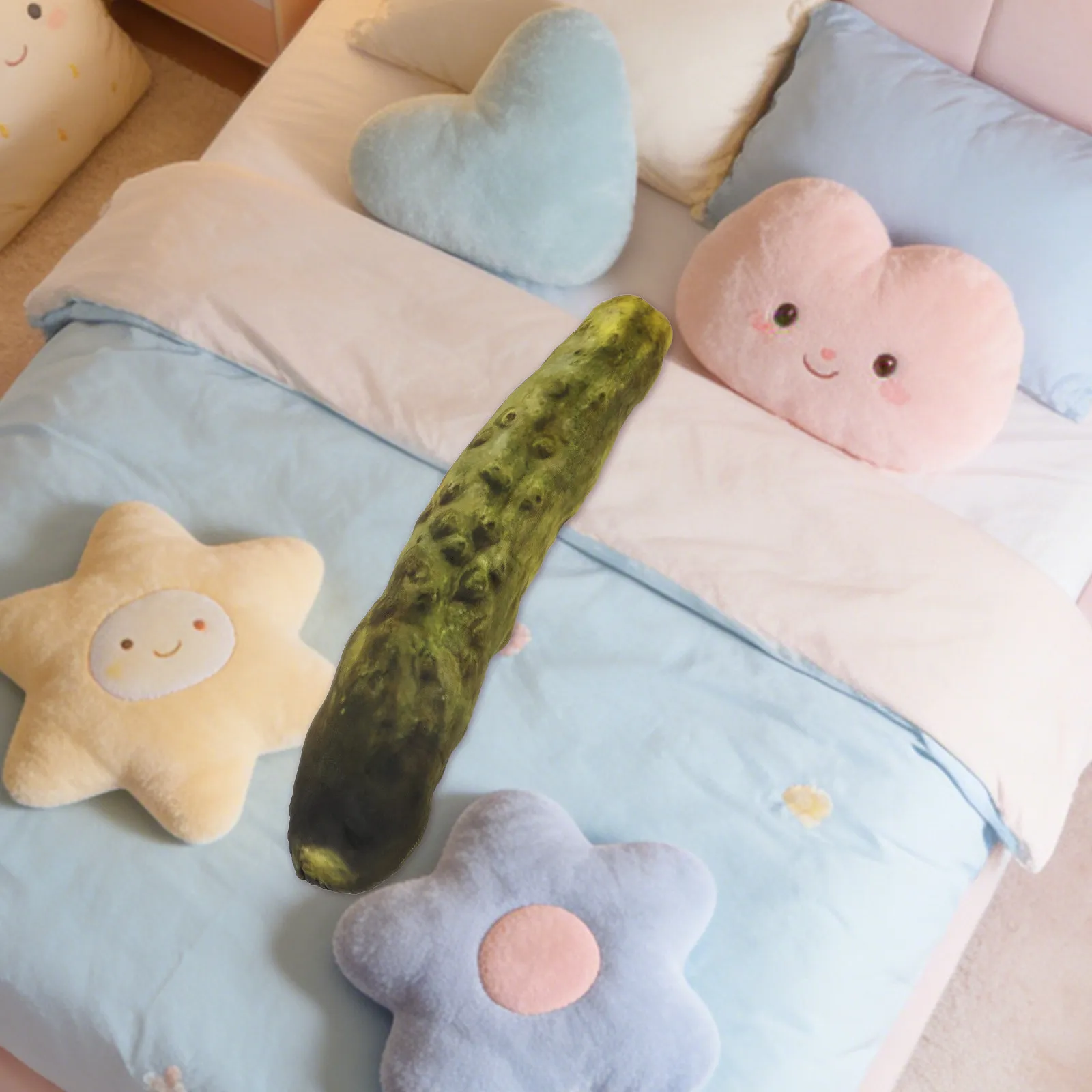 Large 98Cm 3D Cucumber Shaped Cushion - Soft Funny Food Inspired Pillow for Sofa Bed Home Decor - Realistic Design Novelty Throw
Large 98Cm 3D Cucumber Shaped Cushion - Soft Funny Food Inspired Pillow for Sofa Bed Home Decor - Realistic Design Novelty Throw