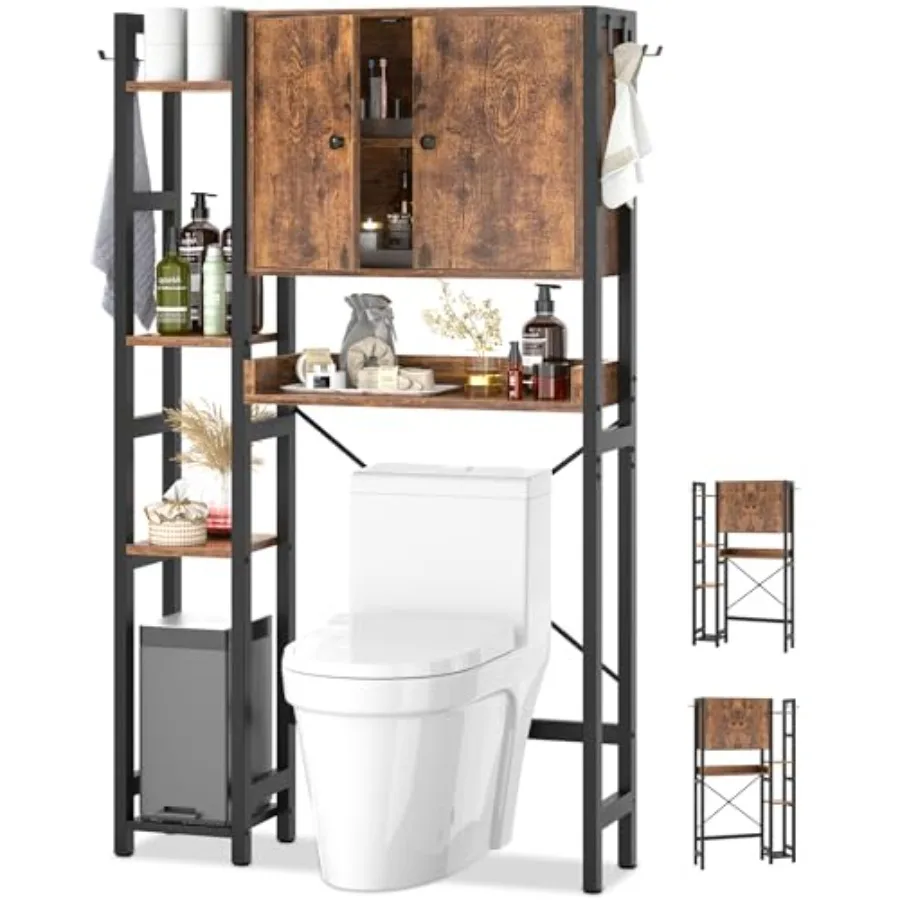 Over The Toilet Storage Cabinet with Doors - 7 Tier Bathroom Organizer in Rustic Finish Adjustable Shelf Freestanding Space Sav
Over The Toilet Storage Cabinet with Doors - 7 Tier Bathroom Organizer in Rustic Finish Adjustable Shelf Freestanding Space Sav