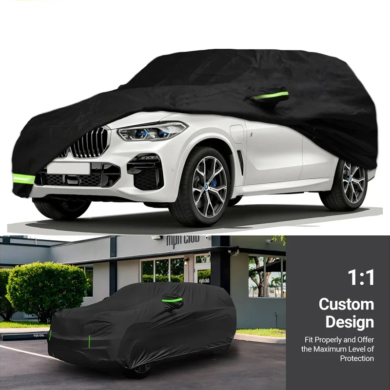 210T Outdoor Waterproof Custom Car Covers For BMW X5/X5M X6/X6 M 2007-2024 with Windproof Strap & Single Door Zipper
210T Outdoor Waterproof Custom Car Covers For BMW X5/X5M X6/X6 M 2007-2024 with Windproof Strap & Single Door Zipper