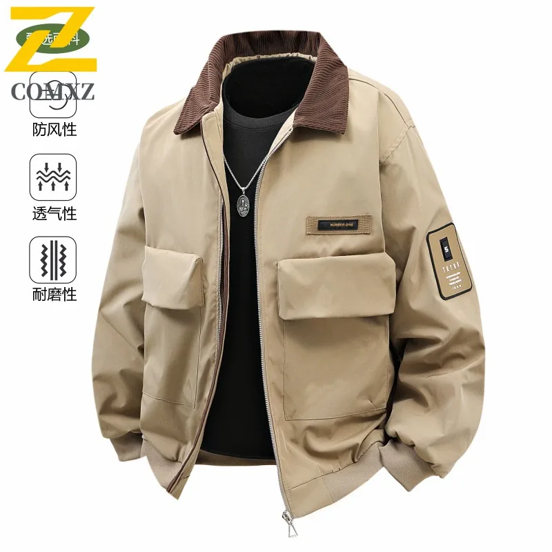 COMXZ 2025, японская винтажная рабочая одежда с большими карманами, куртка с отложным воротником, мужская весенняя модная свободная пара, повседневное пальто с 3D узором
COMXZ 2025, японская винтажная рабочая одежда с большими карманами, куртка с отложным воротником, мужская весенняя модная свободная пара, повседневное пальто с 3D узором