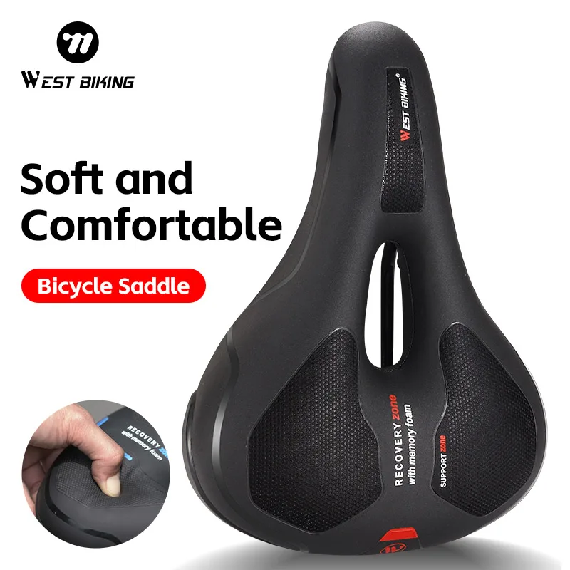 WEST BIKING Bicycle Saddle Soft Comfortable Hollow Air Guide Bike Seat Cushion PU Breathable Waterproof Thickened Cycling Saddle
WEST BIKING Bicycle Saddle Soft Comfortable Hollow Air Guide Bike Seat Cushion PU Breathable Waterproof Thickened Cycling Saddle