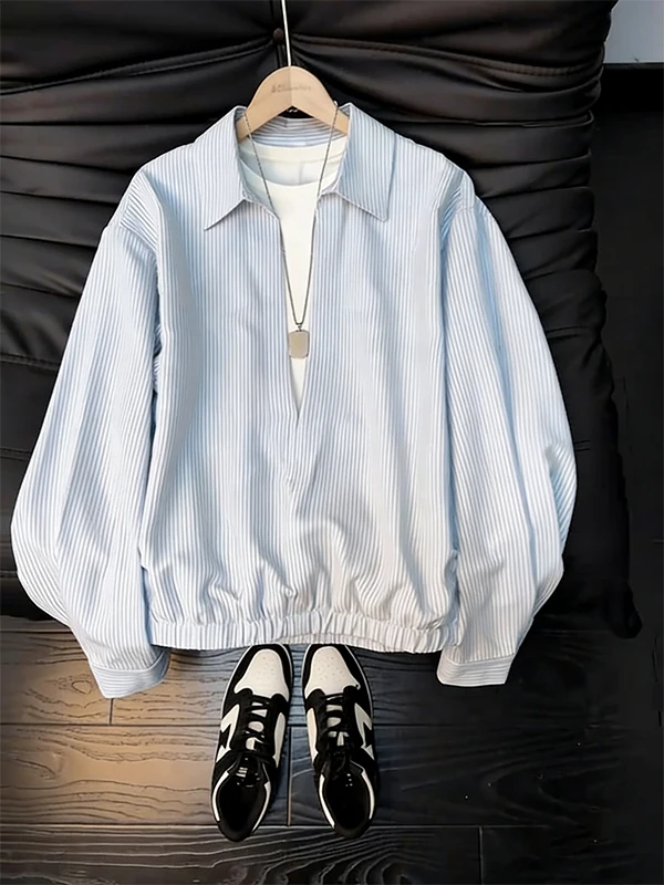 Men's Spring Long Sve Striped irt Jaet Casual Loose Fit Pseudo Two-Piece Design Comfortable Oversized Top Trendy
Men's Spring Long Sve Striped irt Jaet Casual Loose Fit Pseudo Two-Piece Design Comfortable Oversized Top Trendy