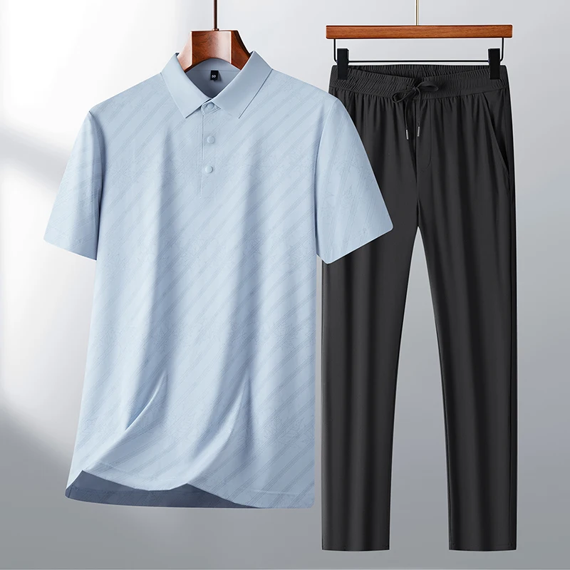 Summer New Men's Solid Color Fashion Casual Short-Sleeved T-Shirt and Pants Set
Summer New Men's Solid Color Fashion Casual Short-Sleeved T-Shirt and Pants Set