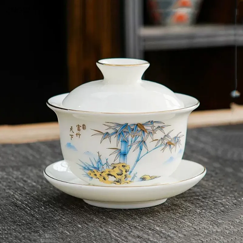 120ml Hand-painted White Porcelain Gaiwan High-quality Mutton Fat Jade Porcelain Teacup Portable Ceramic Teaware Tea Infuser
120ml Hand-painted White Porcelain Gaiwan High-quality Mutton Fat Jade Porcelain Teacup Portable Ceramic Teaware Tea Infuser