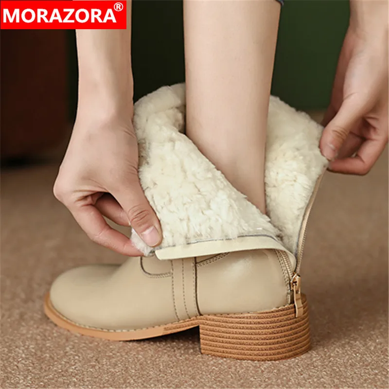 MORAZORA 2024 New Size 34-43 Genuine Leather Snow Women Boots Winter Wool Ankle Boots Ladies Platform Thick Med Heels Shoes
MORAZORA 2024 New Size 34-43 Genuine Leather Snow Women Boots Winter Wool Ankle Boots Ladies Platform Thick Med Heels Shoes