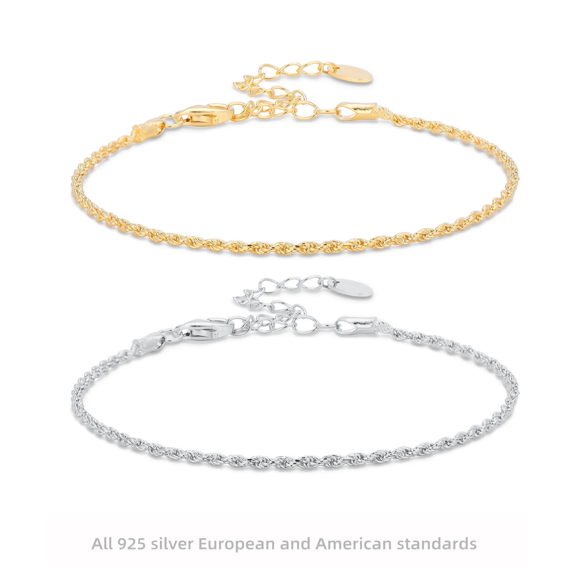 S925 Sterling Silver Braided Rope Chain Bracelet Square Zircon Minimalist Jewelry for Women Elegant Dainty Gift
S925 Sterling Silver Braided Rope Chain Bracelet Square Zircon Minimalist Jewelry for Women Elegant Dainty Gift