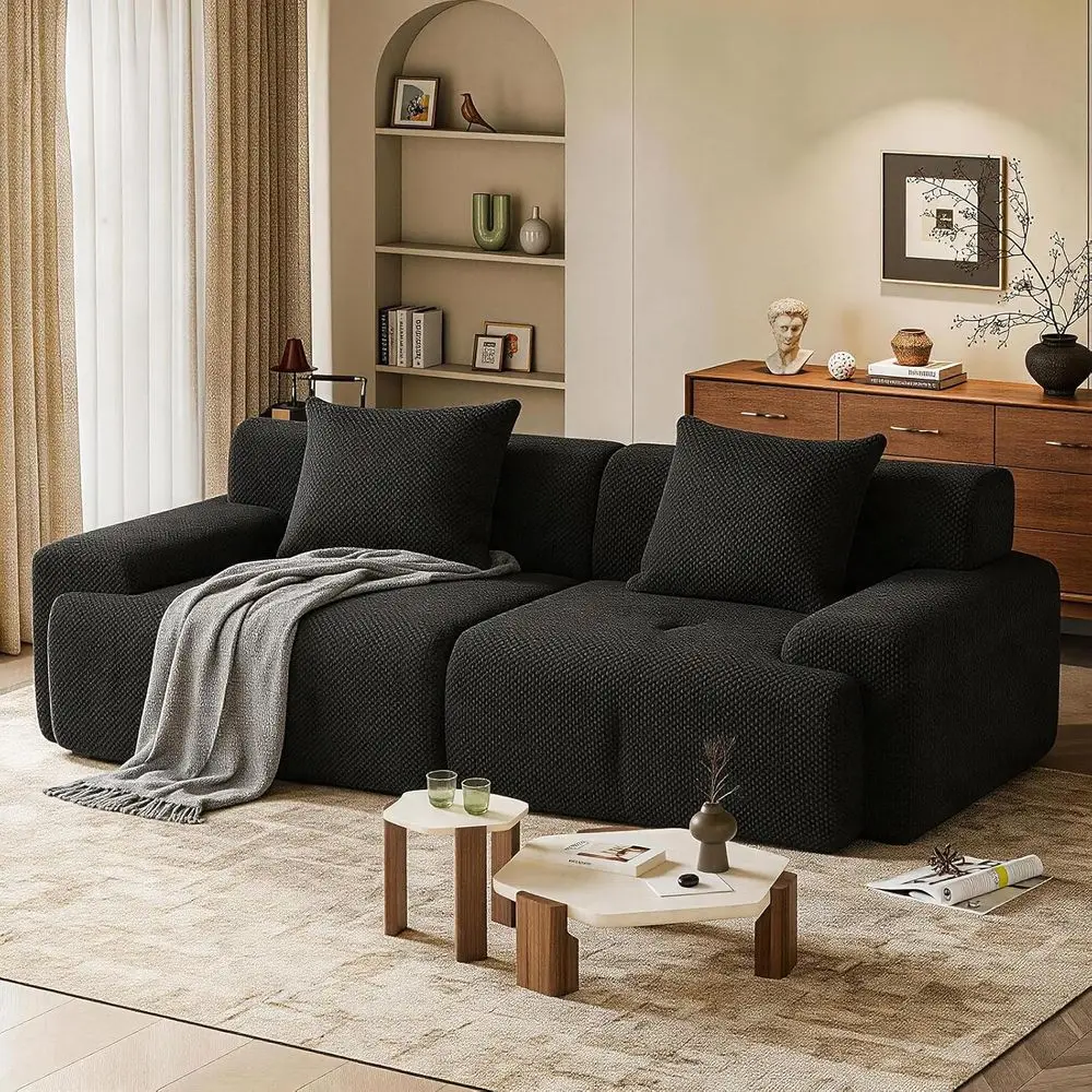 73 Cloud Sectional Sofa with Ottoman, Small Sofa with Down & Spring Filling for Living Room, No Assembly Needed (Black Loveseat)
73 Cloud Sectional Sofa with Ottoman, Small Sofa with Down & Spring Filling for Living Room, No Assembly Needed (Black Loveseat)