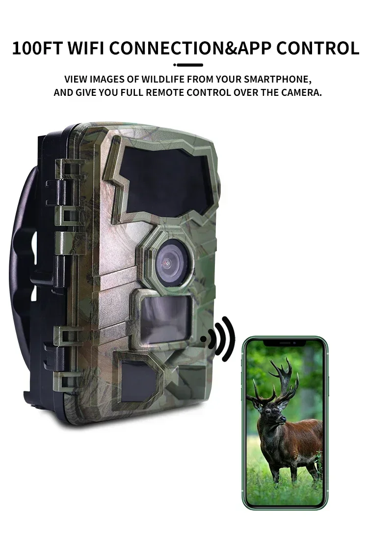 WIFI Wildlife Trail Camera Photo Traps Night Vision 32MP 4K 2.4''TFT LCD screen Hunting Camera Wireless Tracking Surveillance
WIFI Wildlife Trail Camera Photo Traps Night Vision 32MP 4K 2.4''TFT LCD screen Hunting Camera Wireless Tracking Surveillance