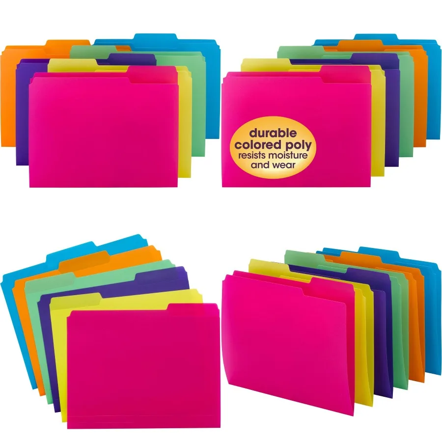 Smead Poly File Folder 1/3-Cut Tab Letter Size for Organizing Documents in Offices and Classrooms Assorted Bright Colors Enhanc
Smead Poly File Folder 1/3-Cut Tab Letter Size for Organizing Documents in Offices and Classrooms Assorted Bright Colors Enhanc