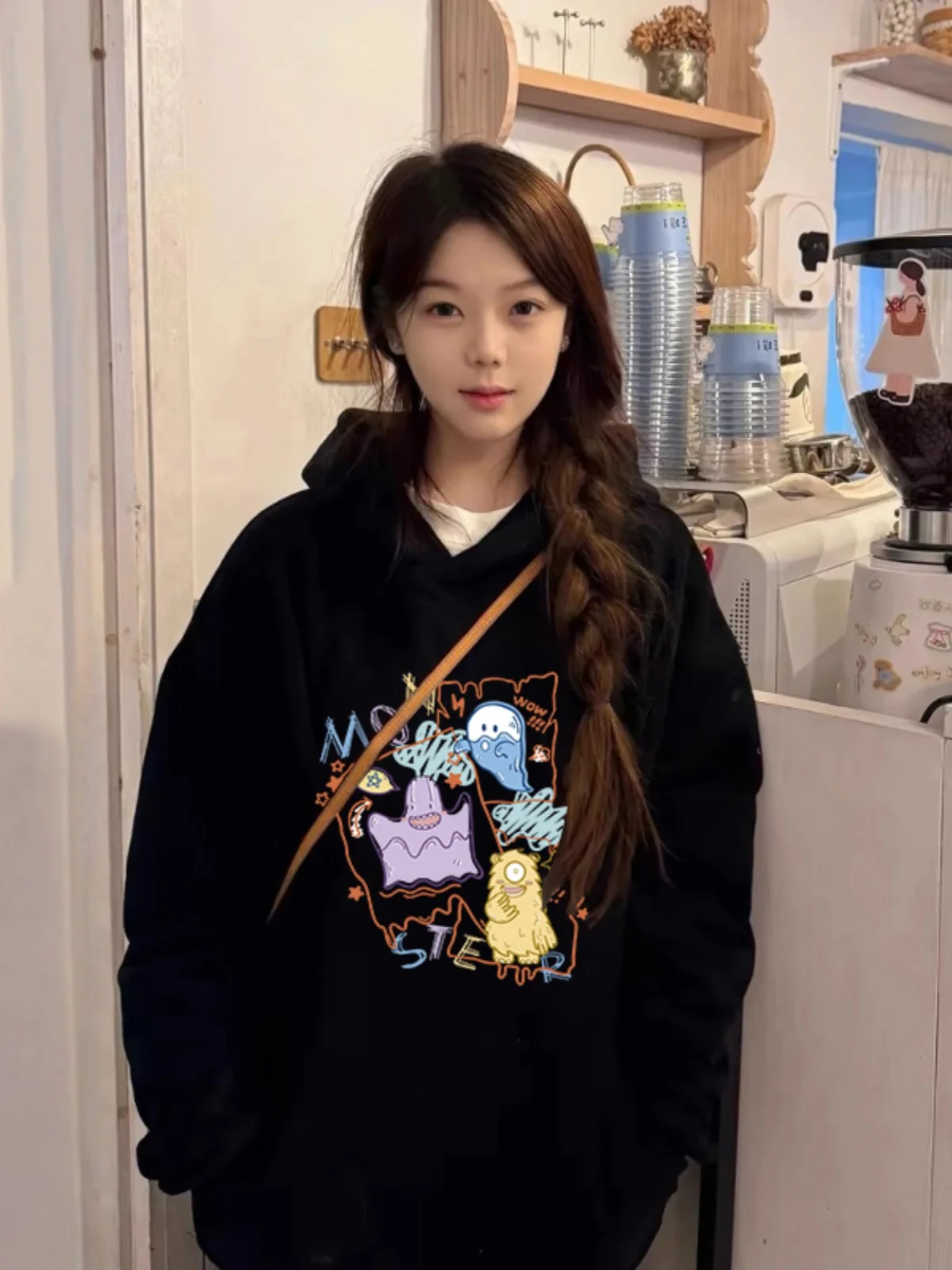 Black Hooded Sweatshirt Korean Style Lazy Fashion Fleece Lined Oversize Autumn Winter New Arrival Women's Casual Top
Black Hooded Sweatshirt Korean Style Lazy Fashion Fleece Lined Oversize Autumn Winter New Arrival Women's Casual Top