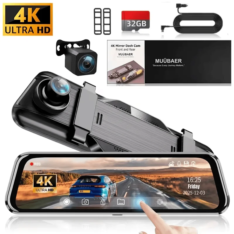 Видеорегистратор 4K для автомобилей | Зеркальная камера заднего вида с сенсорным экраном 9,66 дюйма, записью спереди и сзади, широкоугольная, ночное видение
Видеорегистратор 4K для автомобилей | Зеркальная камера заднего вида с сенсорным экраном 9,66 дюйма, записью спереди и сзади, широкоугольная, ночное видение