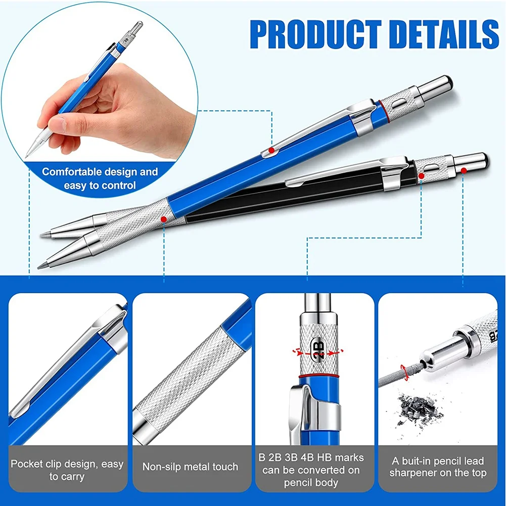 ABVC 2Pcs Streak Welders Pencil With 48 PCS Round Refills For Pipe Fitter Welder Steel Construction Fabrication Woodworking
ABVC 2Pcs Streak Welders Pencil With 48 PCS Round Refills For Pipe Fitter Welder Steel Construction Fabrication Woodworking