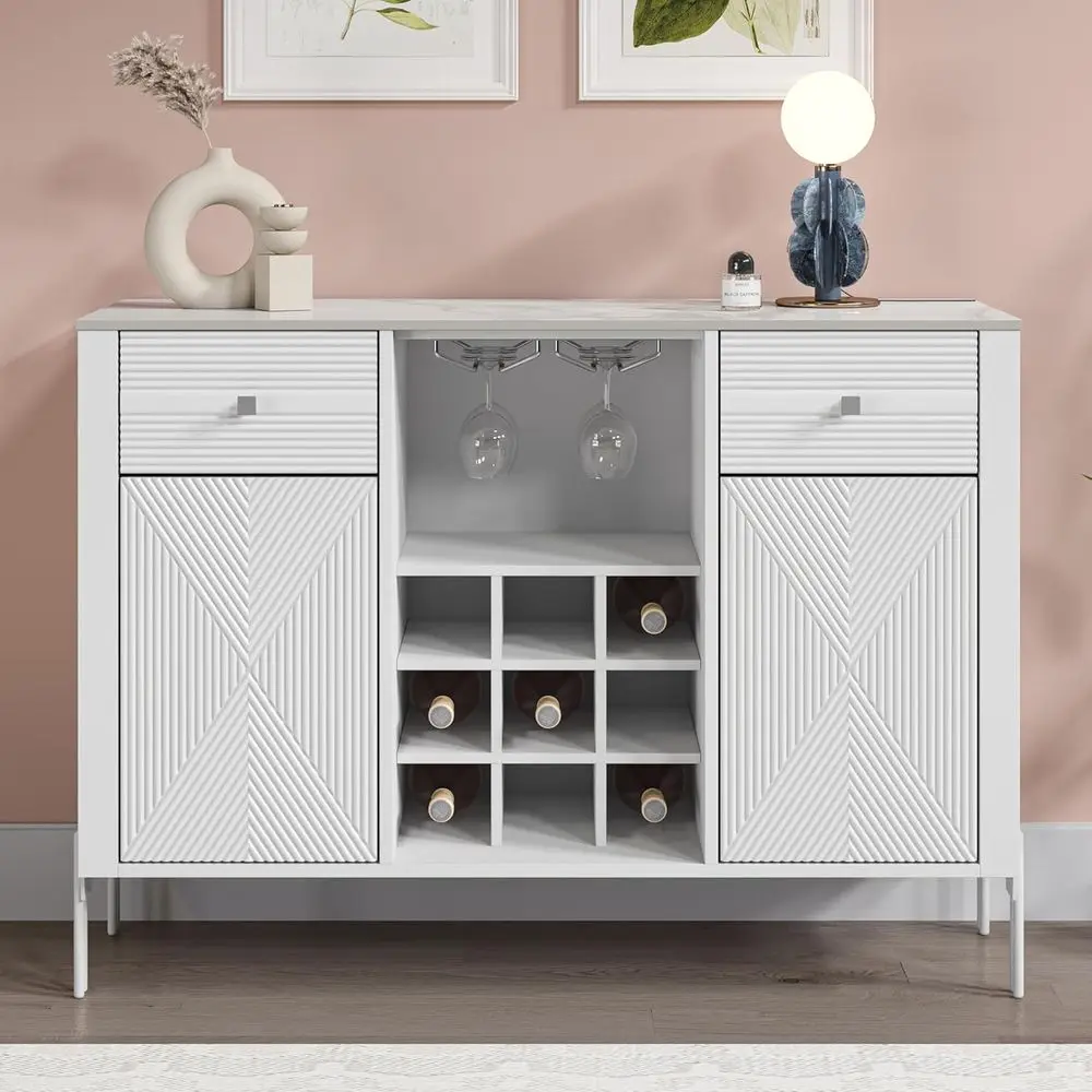 42 White Wine Cabinet with Glass Doors, Rack, Marble Top, and Storage Shelves for Kitchen or Dining Room
42 White Wine Cabinet with Glass Doors, Rack, Marble Top, and Storage Shelves for Kitchen or Dining Room