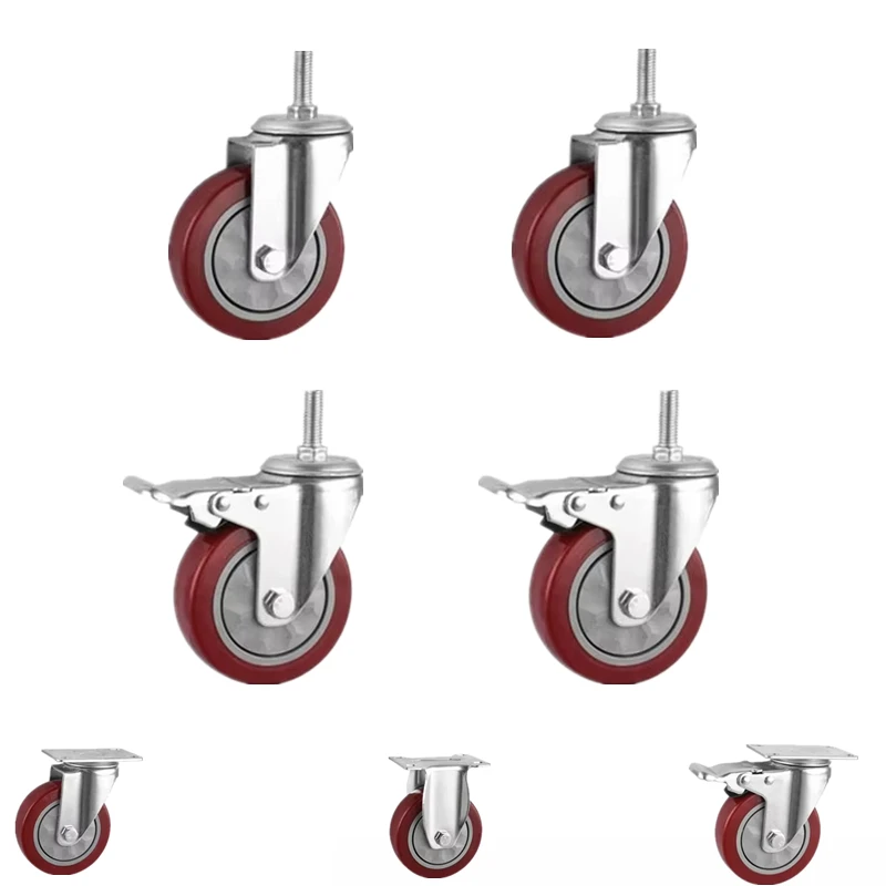 4 Pcs 3"/4"/5" Medium Size Flat Jujube Red Casters Flat Plate Brake Universal Rolling Wheels Silent Anti Winding Bearing PVC
4 Pcs 3"/4"/5" Medium Size Flat Jujube Red Casters Flat Plate Brake Universal Rolling Wheels Silent Anti Winding Bearing PVC