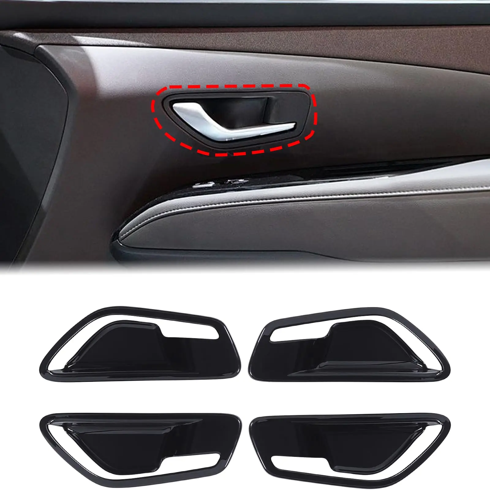 4pcs Glossy Black Interior Door Handle Bowl Trim Covers For 2022–2024 Models Front And Rear ABS Decorative Protector
4pcs Glossy Black Interior Door Handle Bowl Trim Covers For 2022–2024 Models Front And Rear ABS Decorative Protector