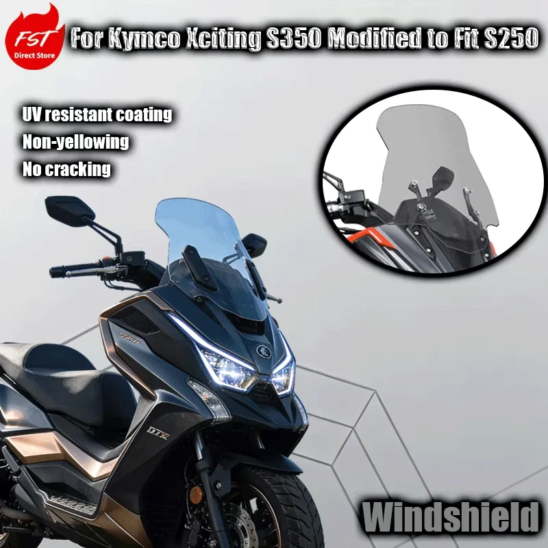 For Kymco Xciting S350 modified windshield compatible with S250 / DTX360, enlarged, widened and heightened front windscreen
For Kymco Xciting S350 modified windshield compatible with S250 / DTX360, enlarged, widened and heightened front windscreen