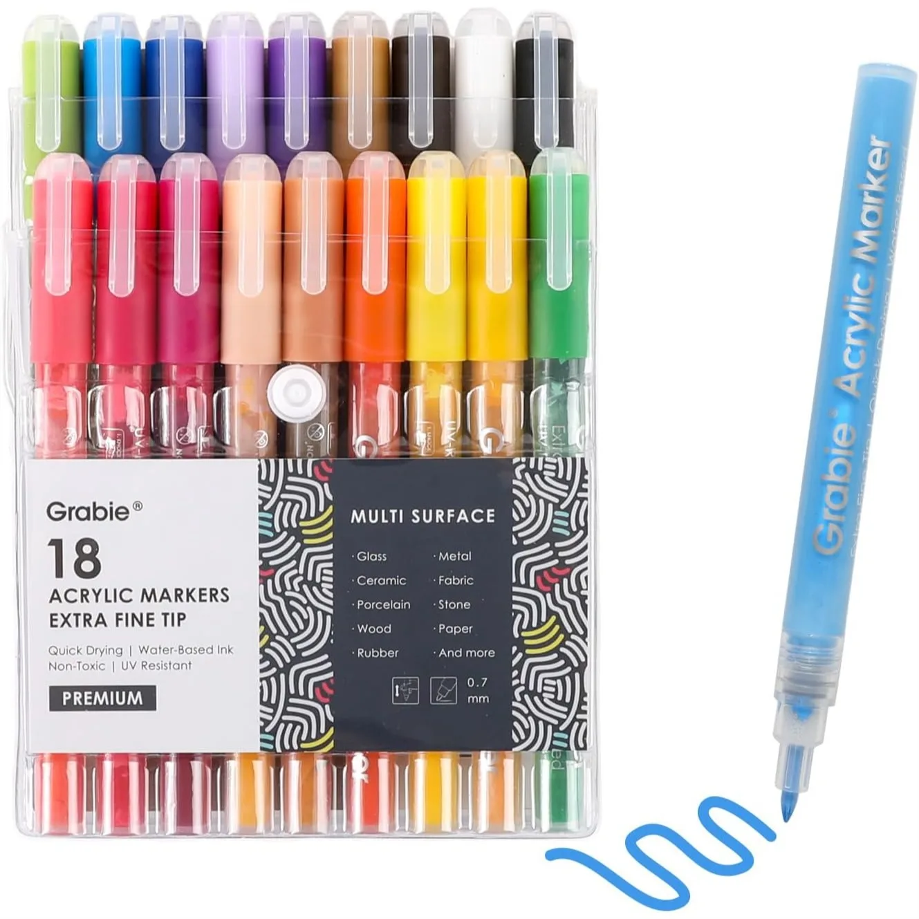 Acrylic Paint Pens Markers, 18 Colors, 0.7 mm Extra Fine Tip for Drawing on Various Surfaces, Art Supplies
Acrylic Paint Pens Markers, 18 Colors, 0.7 mm Extra Fine Tip for Drawing on Various Surfaces, Art Supplies