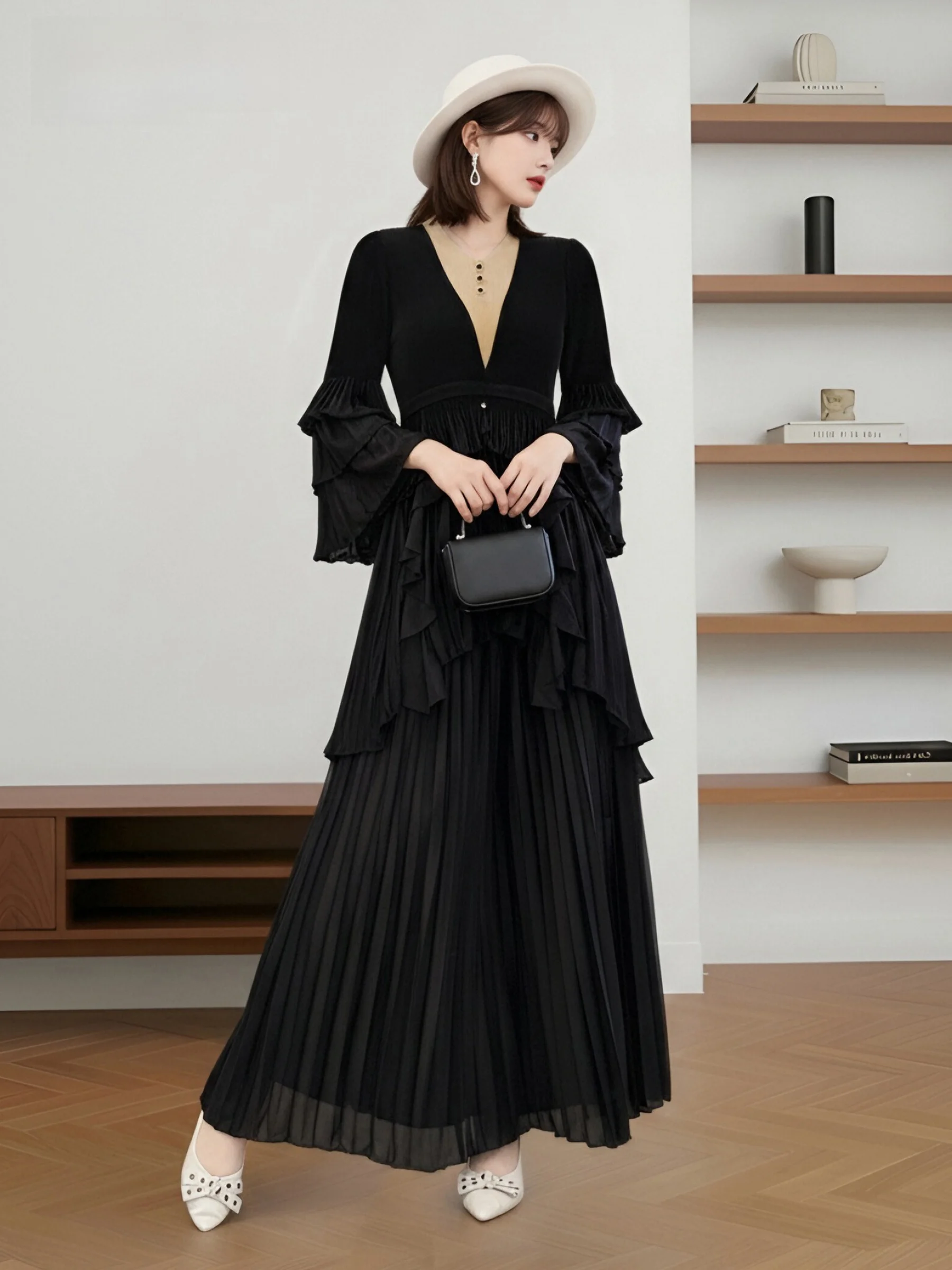 Elegant Anti-Wrinkle Black Set Casual Style Wide Leg Pants Long Sleeve V-Neck T-Shirt for Mom Middle-Aged Women Fashionable L...
Elegant Anti-Wrinkle Black Set Casual Style Wide Leg Pants Long Sleeve V-Neck T-Shirt for Mom Middle-Aged Women Fashionable L...