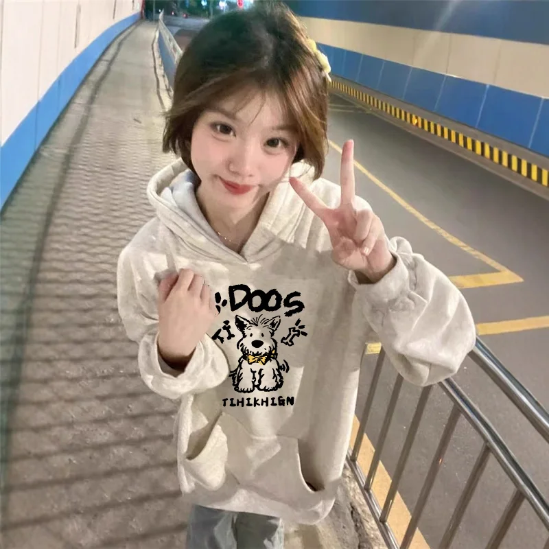 Grey Fleece Lined Hoodie Women's plus Size Casual Style Comfortable Fit Long Sleeve Sweatshirt Korean Style Printed Design
Grey Fleece Lined Hoodie Women's plus Size Casual Style Comfortable Fit Long Sleeve Sweatshirt Korean Style Printed Design