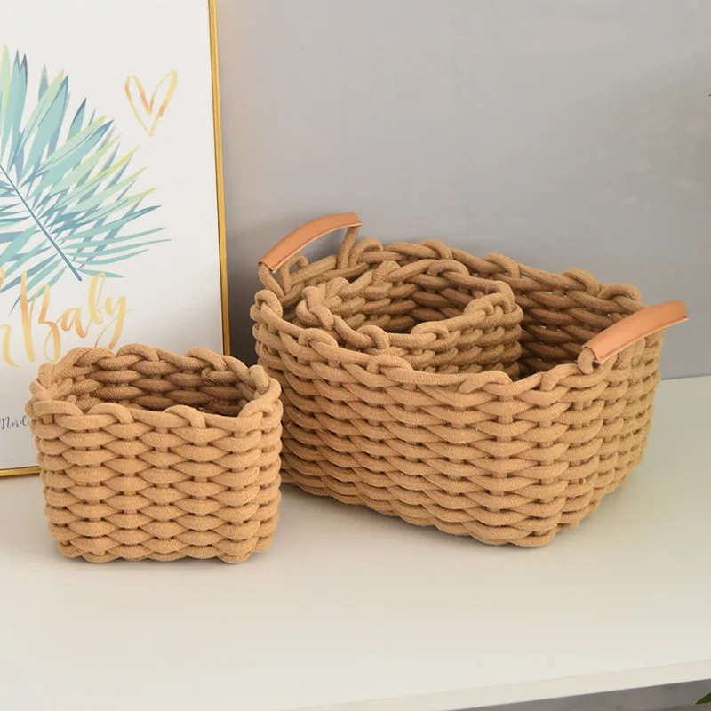 Nordic Desktop Snack And Miscellaneous Woven Basket Thick Cotton Rope Storage Box Cosmetics Storage Basket Key Storage Basket
Nordic Desktop Snack And Miscellaneous Woven Basket Thick Cotton Rope Storage Box Cosmetics Storage Basket Key Storage Basket